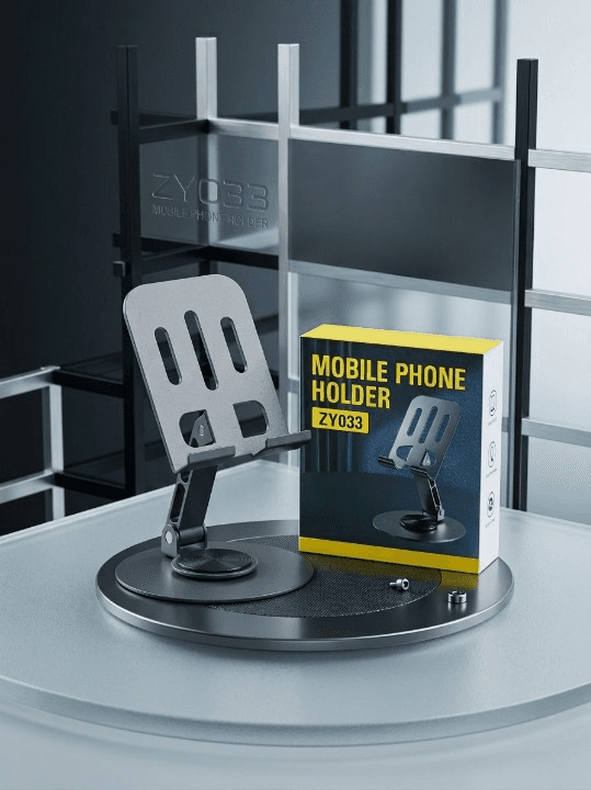 Metal Body Adjustable Phone Holder – Foldable Desktop Stand for Mobile Phones — main product photo