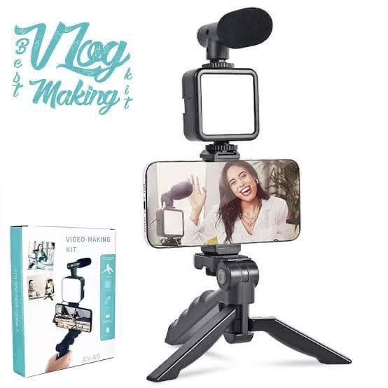Ay-49 Vlogger Video Making Kits Vlog Microphone Led Fill Light Mini Tripod Mobile Holder with remote Good quality — main product photo
