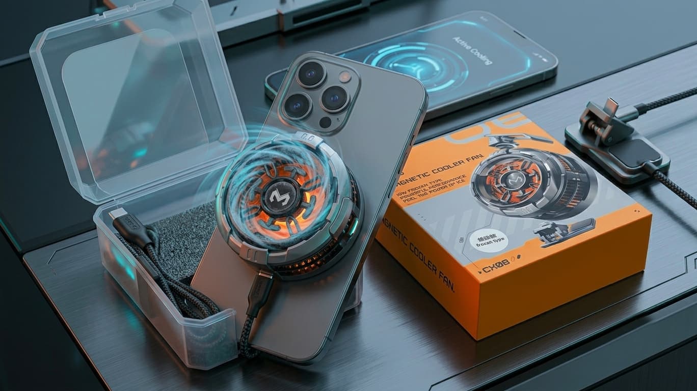 MEMO CX08 Pro Mobile Cooling Fan 25W Semiconductor Phone Cooler – Fast Cooling Gaming Radiator for Android & iPhone ~ Magnetic Support — main product photo