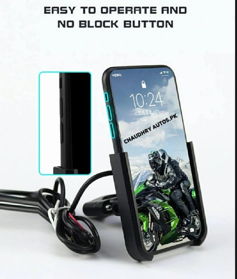 Motorcycle Mobile Holder With Charger Aluminium Body Durable And Convenient — main product photo