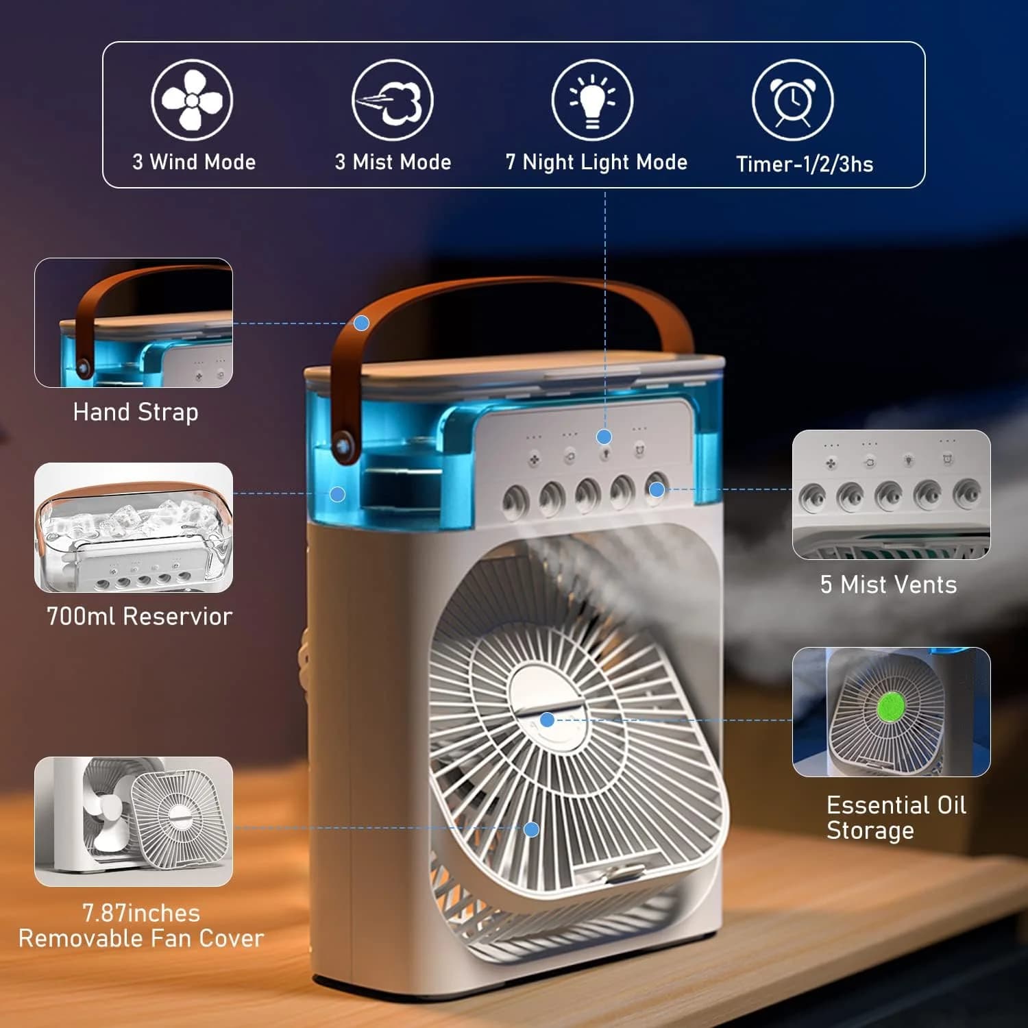 Portable Air Conditioner Fan | Mist Water spray Mini AC Cooler | For Home, kitchen, office — main product photo