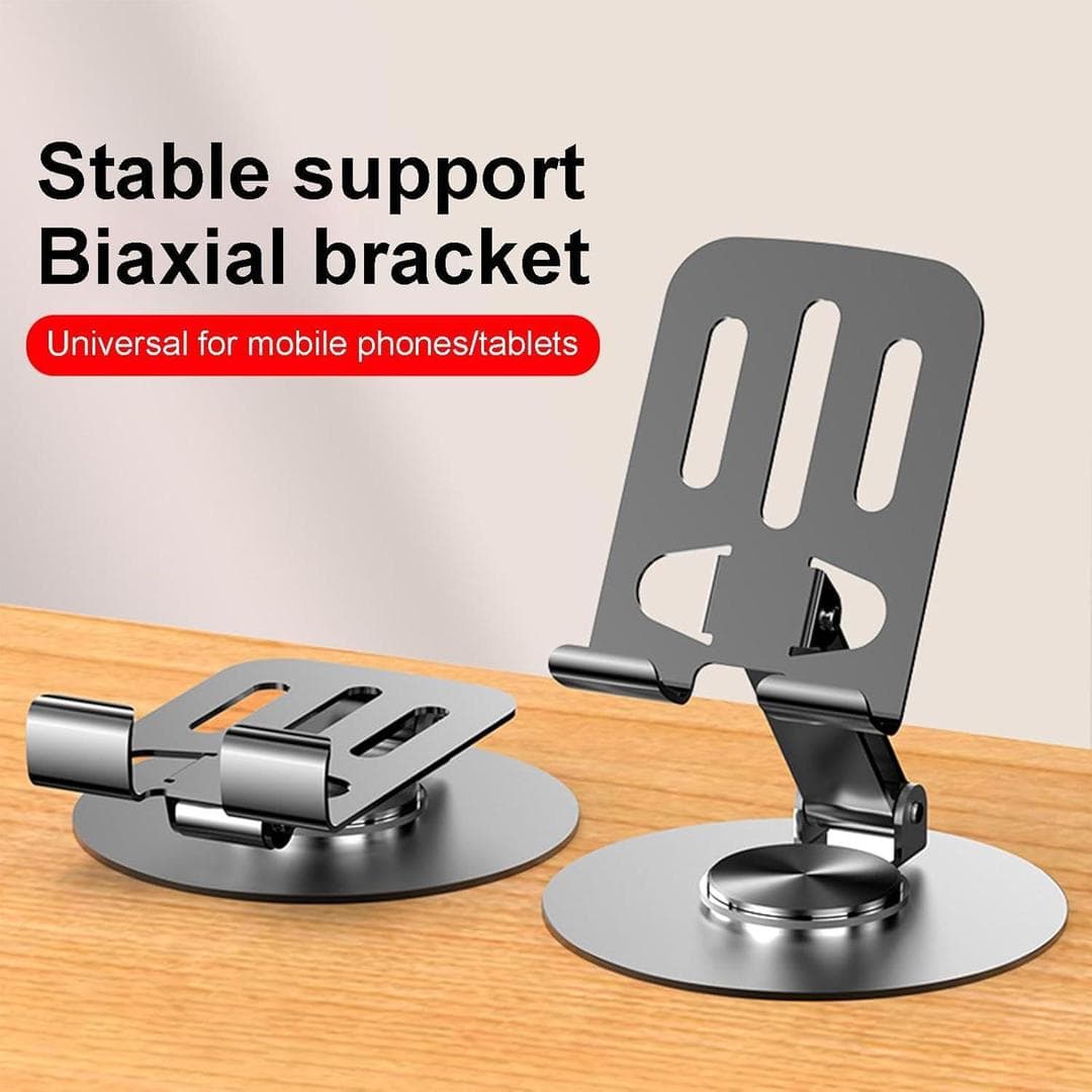 ZY034 Adjustable Desktop Mobile Phone Holder | Premium ABS Metal Biaxial Bracket Stand | 360 Degree Rotating Universal Table Mount - Grey — main product photo