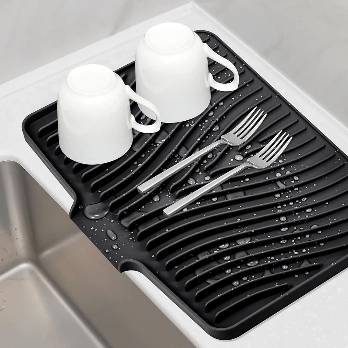 Big Size Silicon Drain Mat | 14x10 Inch Anti Slip Sink Drain Mat For Kitchen | Waterproof Pad For Kitchen — main product photo
