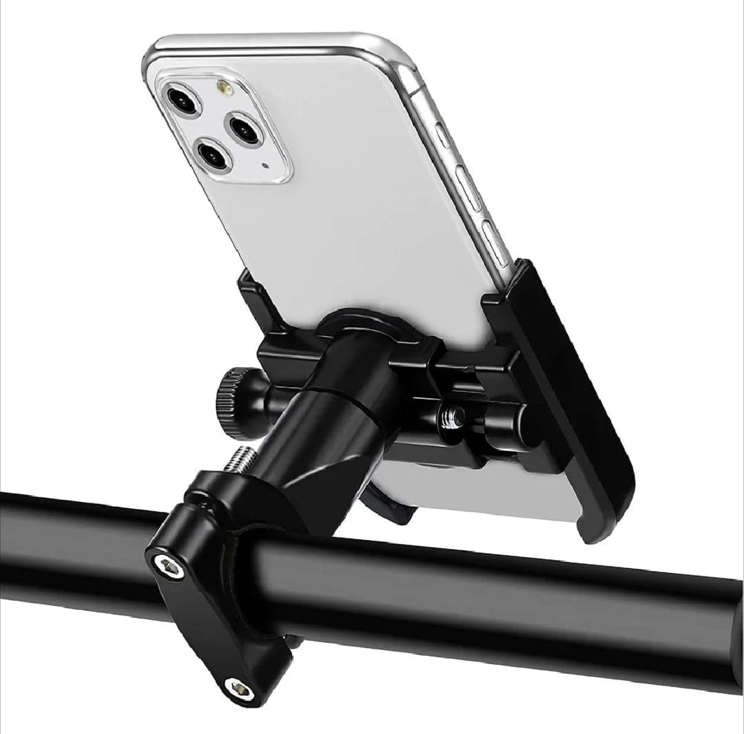 Aluminum Alloy Bike & Motorcycle Handlebar Phone Holder | Universal Mobile Stand Mount Bracket (Metal Body) — main product photo
