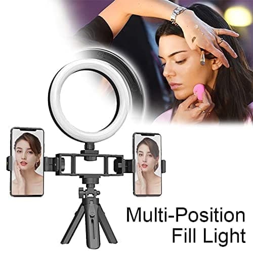 Multi Position Ring Light Dual Mobile Clip Ring Light, Live Broadcasting Bracket Fill Selfie Ring Light Phone Clamp Fill Lights Supplies Stabilizer Clip Phone Bracket — main product photo