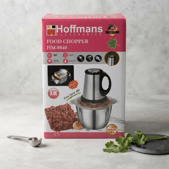Hoffmans HM 8840 Food Chopper 3L 1000W Powerful 6 Blade Stainless Steel Design Efficient Kitchen Tool For Quick And Easy Food Preparation — main product photo
