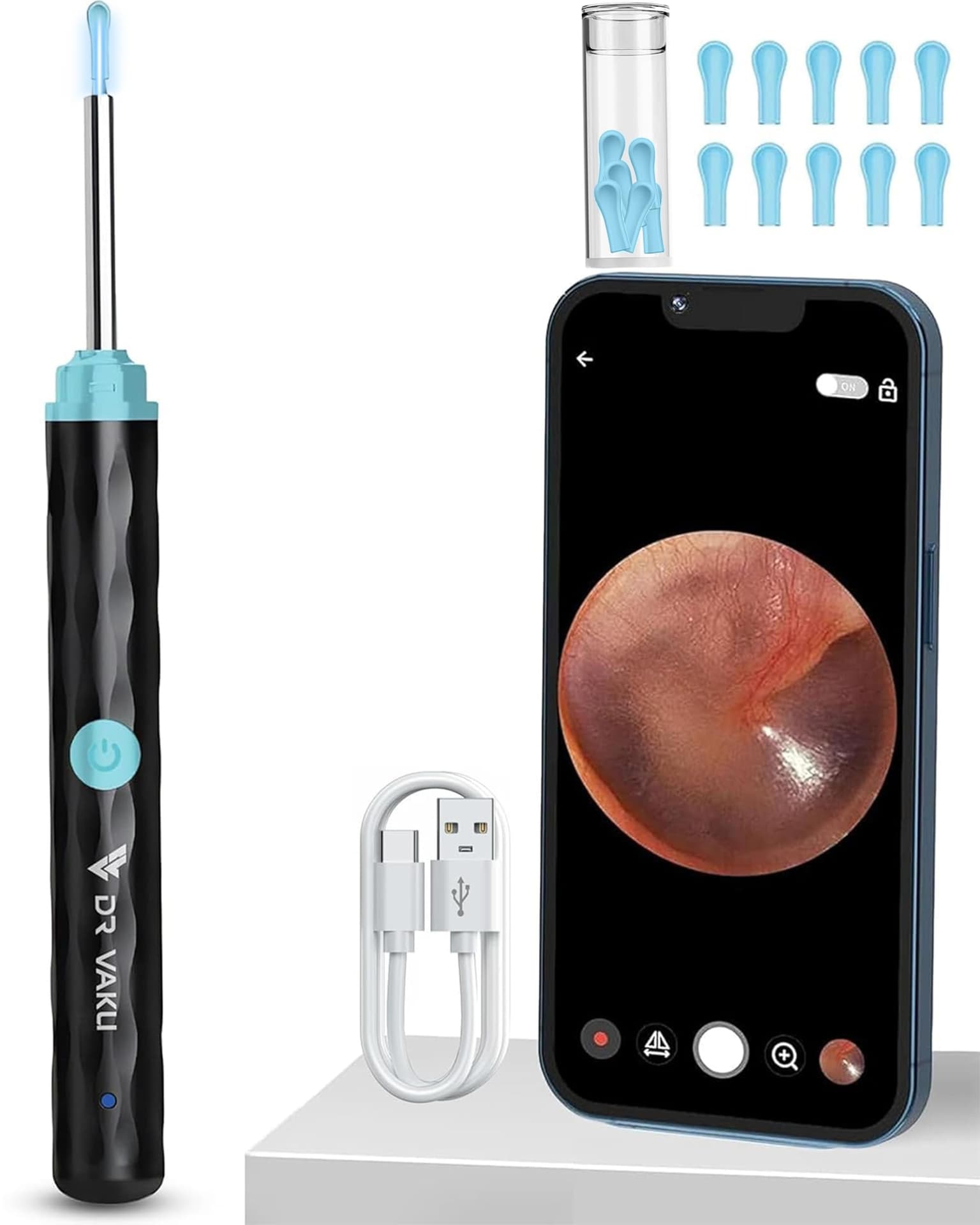 Rechargeable Smart Wireless Ear Camera Kit | Visual Ear Wax Removal Tool With Mobile Display | Random Colour — main product photo