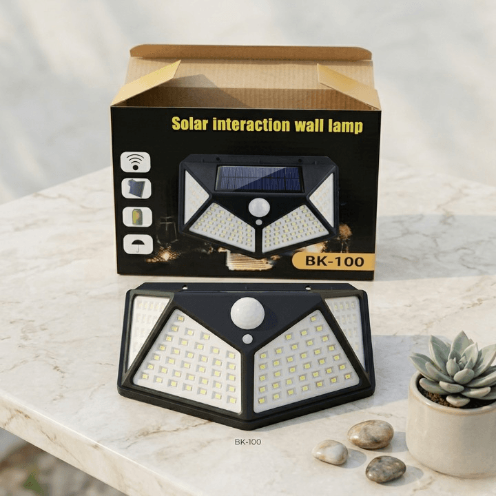 100 LED Solar Power Sensor Wall Light – IP65 Waterproof Outdoor Security Motion Sensor Lamp with 3 Lighting Modes — main product photo
