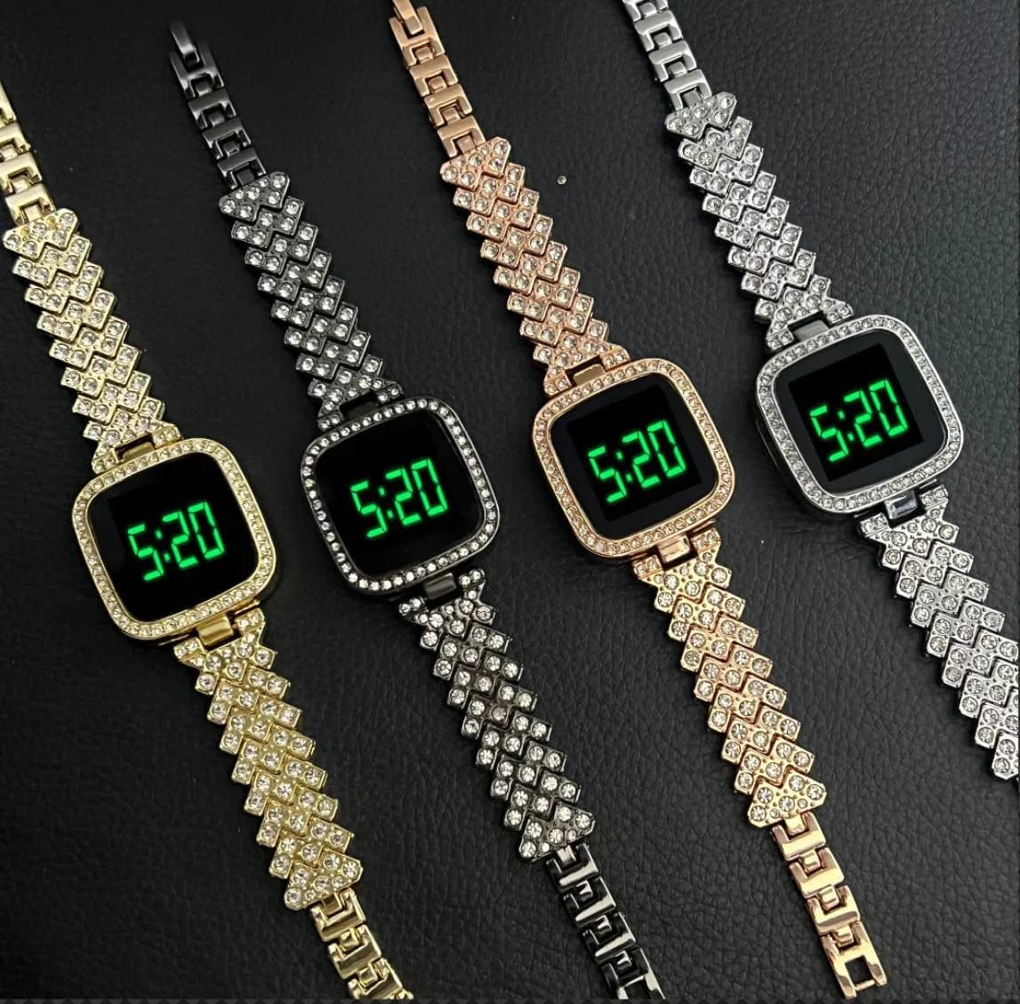 Watch for Girls Diamond Touch Screen LED Watch for Ladies Stylish Fashion Watch For Girls in Silver Stone Square Dial Shape For Gift — main product photo