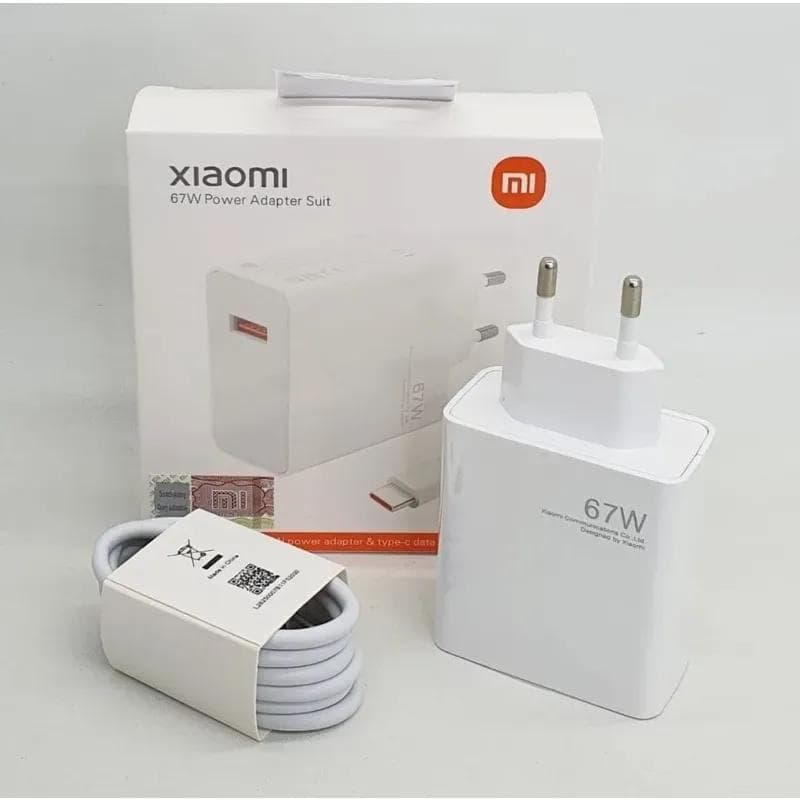Xiaomi 67W Mini Fast Charging Power Adapter with Type-A Port & Charging Cable | Compact 67W Wall Charger for Smartphones & Devices — main product photo