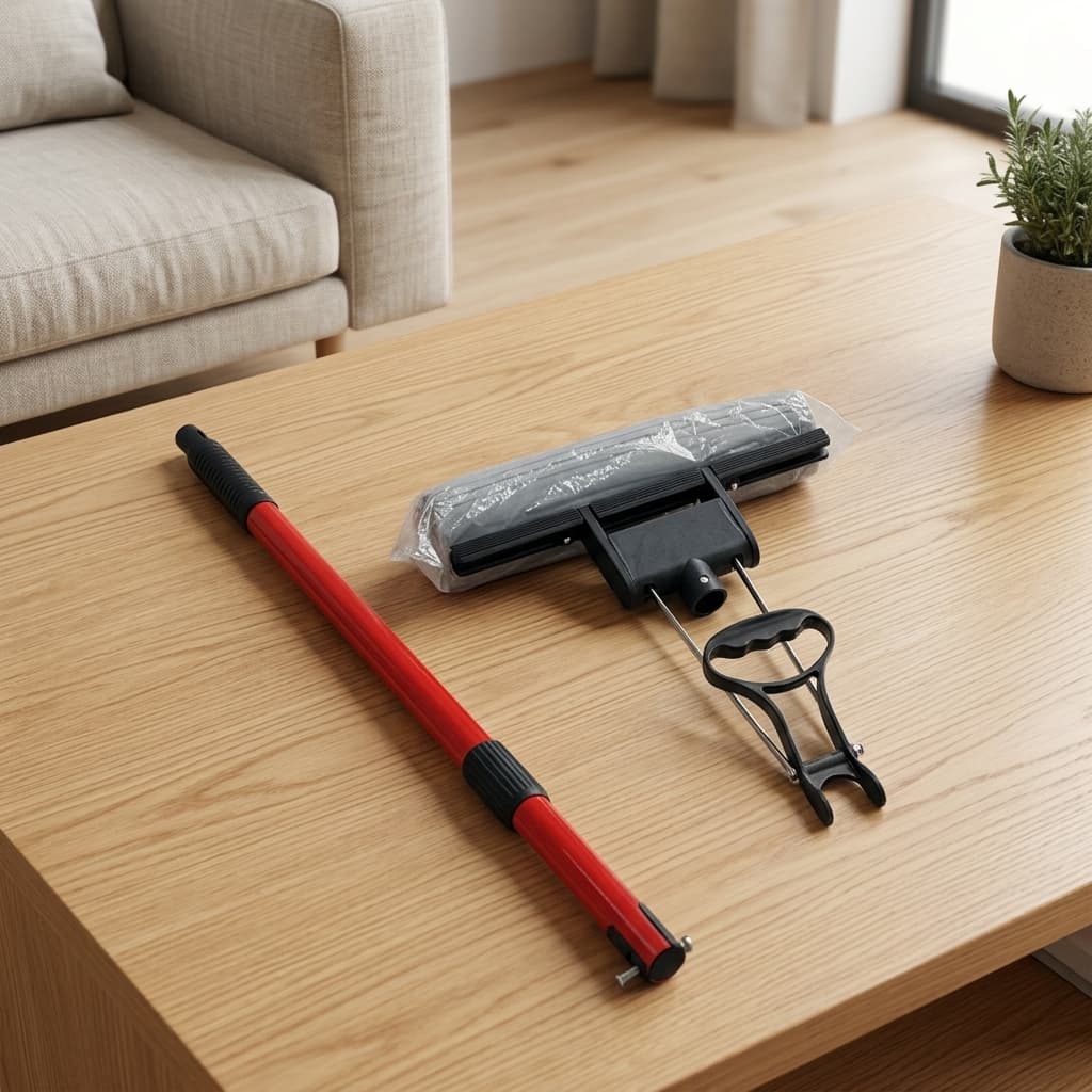 Adjustable Sponge Mop with Red Handle | Floor Cleaning Mop for Home, Kitchen, Bathroom & Office — main product photo