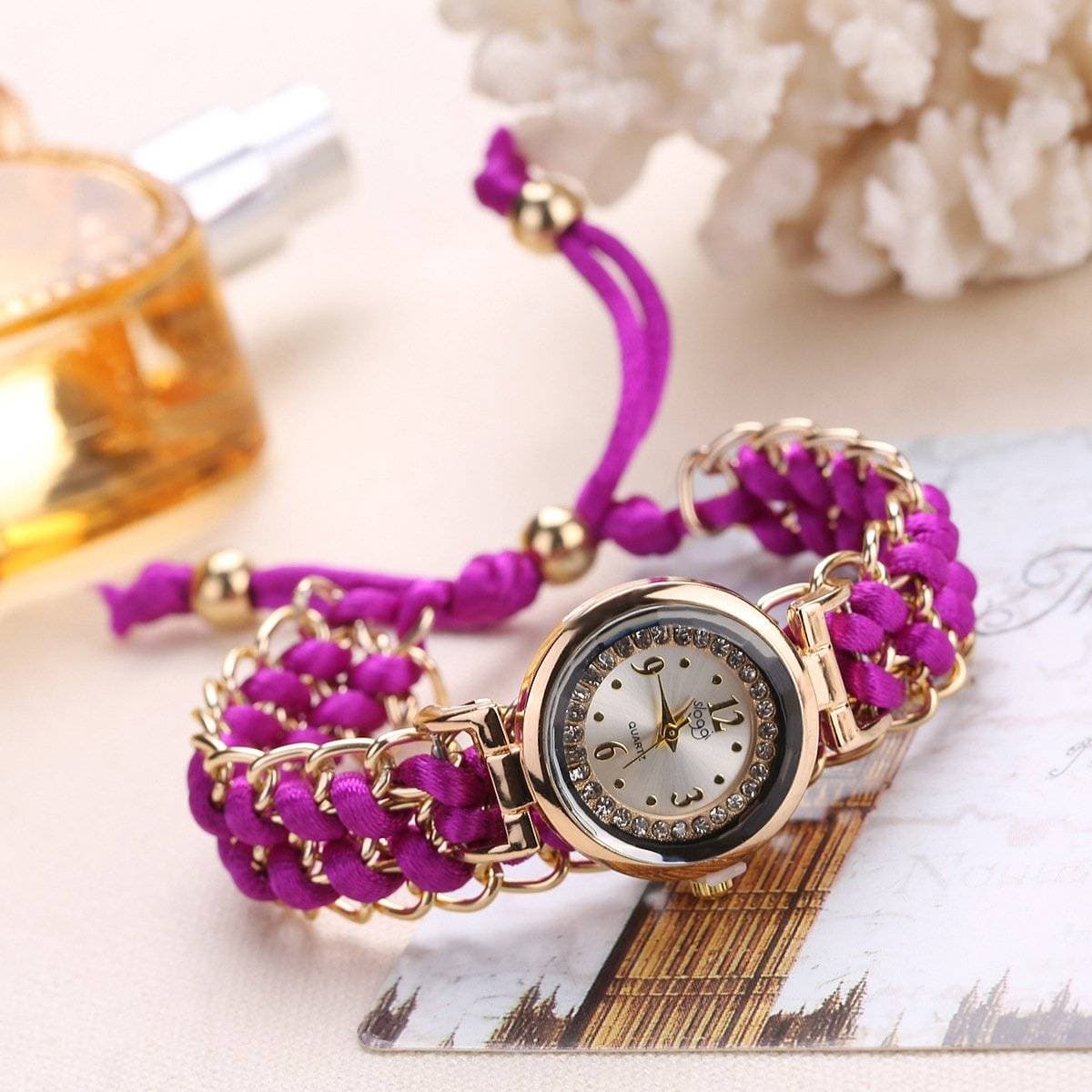Girls Luxury Stylish Girls Analog Handmade Bracelet Rope Watch - Elegant Timepiece Featuring A Unique Woven Design — main product photo