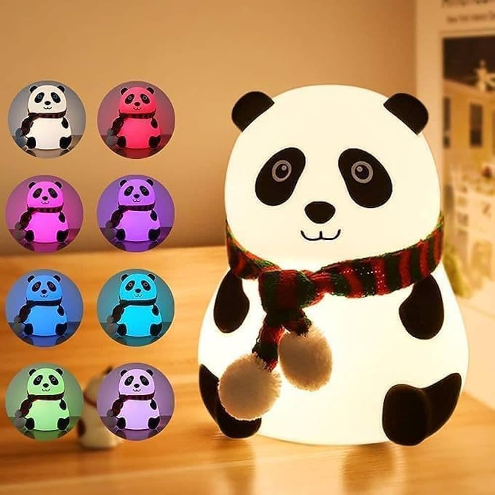 Cute Panda Night Light - Rechargeable Silicone 7-Color RGB Lamp light — main product photo