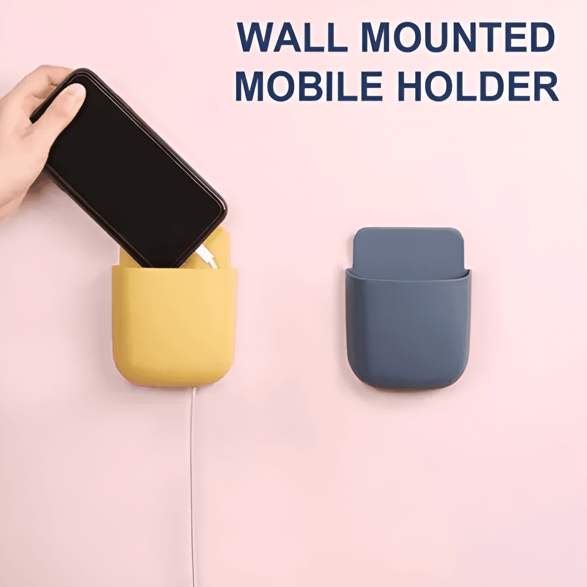 1 Pcs U Shape Wall Mounted Mobile And Remote Holder | Wall Mounted Storage Case for Remote, Toothbrush, Mobile Phone Plug Holder | Multifunctional Storage Holder (random color) — main product photo