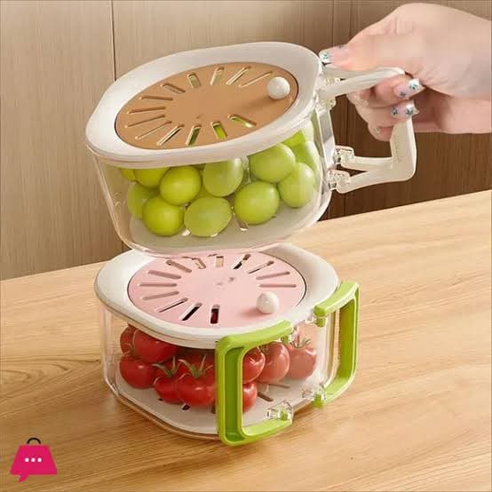 Fruit & Vegetable Drain Basket | Fruit Washing Basket With Lid Portable | Kitchen Storage Box and Container — main product photo