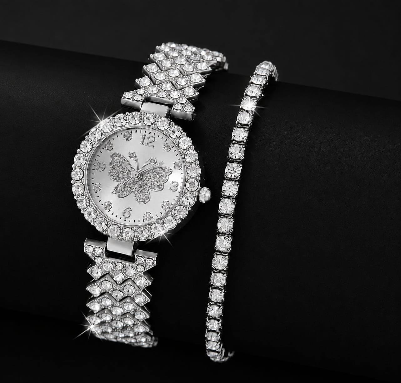 Womens Butterfly Quartz Watch And Bracelet Set Elegant Stylish Durable Practical Choice For Fashion Accessories And Gift Occasions — main product photo